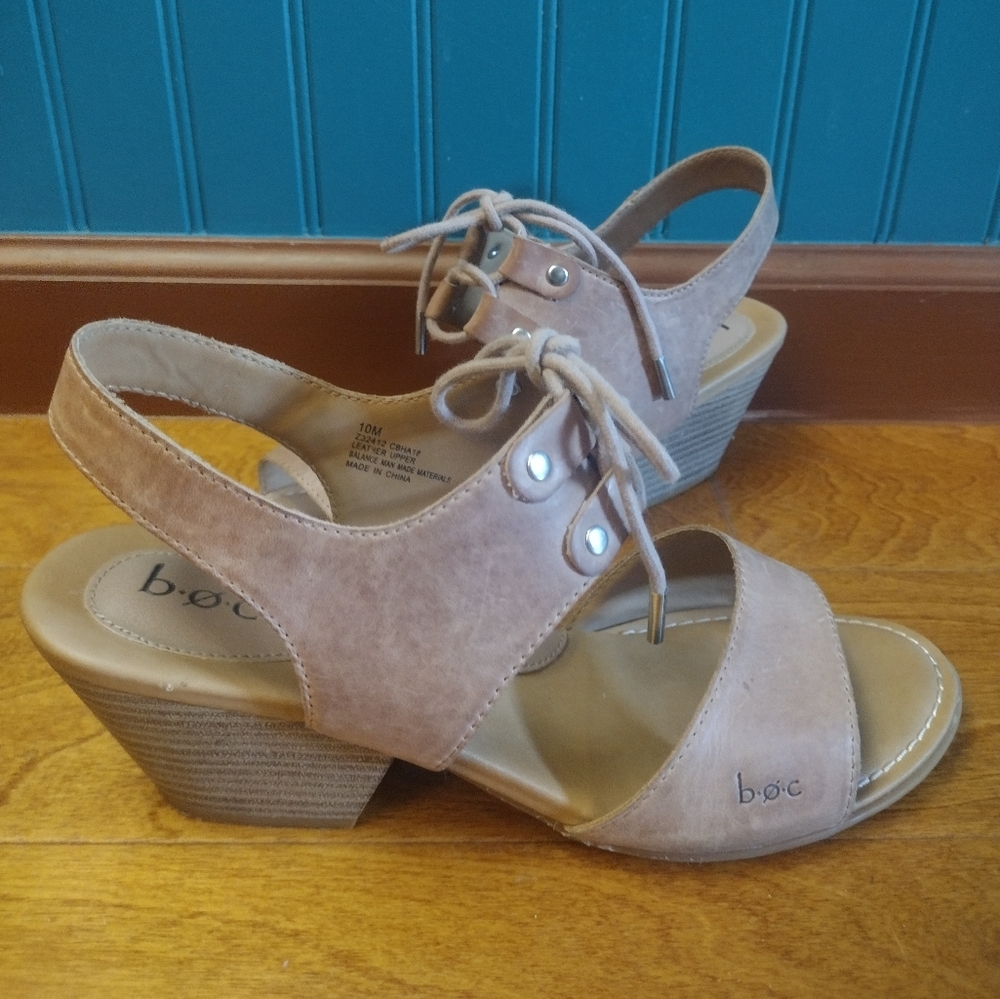 b.o.c. comfort leather boho lace up heeled sandals